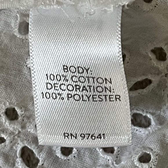 J. Jill 100% Cotton White Eyelet 3/4 Sleeve Tunic PXS Cottagecore Grannycore - Picture 10 of 13